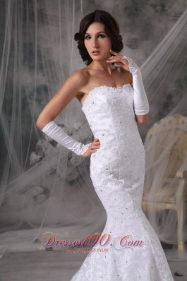 Mermaid Lace Beaded Sweetheart Court Wedding Dress