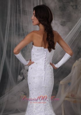 Mermaid Lace Beaded Sweetheart Court Wedding Dress