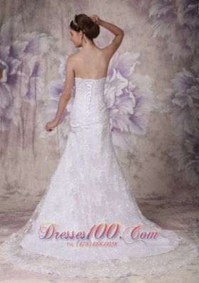 Appliques Mermaid Court Wedding Dress Strapless