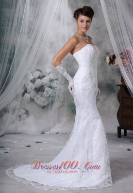 Mermaid Sweetheart Court Train Lace Wedding Dress