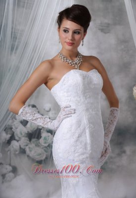 Mermaid Sweetheart Court Train Lace Wedding Dress