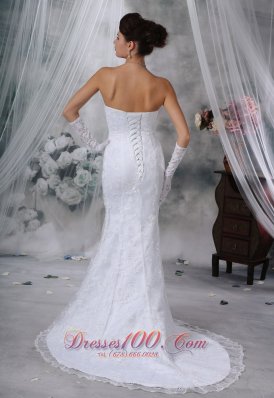 Mermaid Sweetheart Court Train Lace Wedding Dress