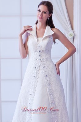 Square Lace Beading Wedding Dress Court Train