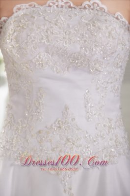 Princess Lace Beaded Chapel Wedding Dress Bridal