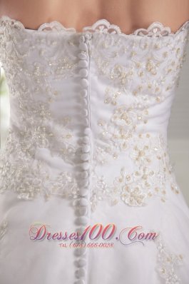 Princess Lace Beaded Chapel Wedding Dress Bridal