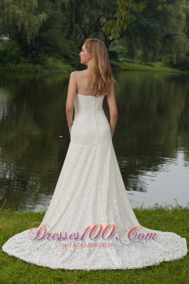 Sweetheart Lace Court Train Wedding Bridal Gowns