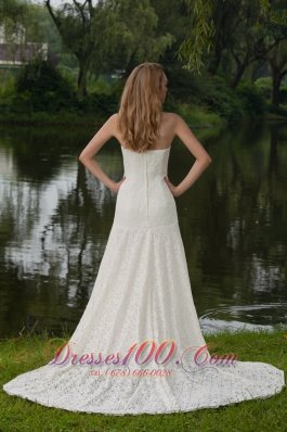 Sweetheart Lace Court Train Wedding Bridal Gowns