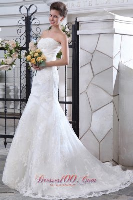 Mermaid Lace Court Train Sash Wedding Gowns