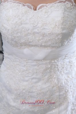 Mermaid Lace Court Train Sash Wedding Gowns