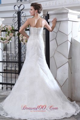 Mermaid Lace Court Train Sash Wedding Gowns