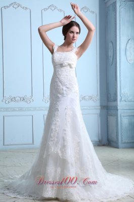 Square Court Train Mermaid Wedding Dress Satin