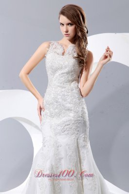 Discount Mermaid Lace Wedding Gowns Court Train