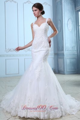 Organza Mermaid Court Train Bridal Wedidng Gown