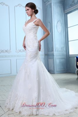 Organza Mermaid Court Train Bridal Wedidng Gown