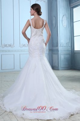 Organza Mermaid Court Train Bridal Wedidng Gown