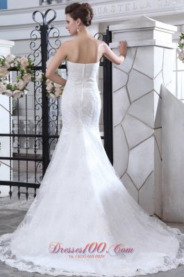 Tulle Sashed Mermaid Wedidng Dress Court Train