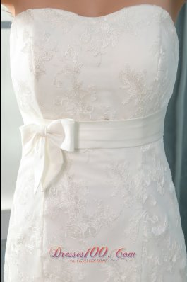 Sweetheart Mermaid Lace Belt Court Wedding Dress