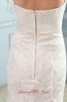 Sweetheart Mermaid Lace Belt Court Wedding Dress