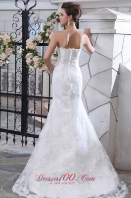 Mermaid Satin Brush Train Lace Wedding Dress