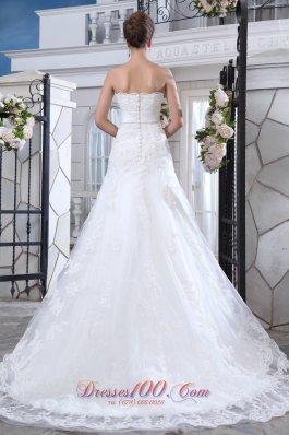 Lace Mermaid Belt Court Train Wedding Dress