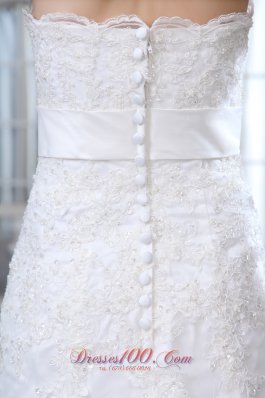 Lace Mermaid Belt Court Train Wedding Dress