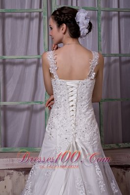 Beaded Court Train Straps Wedding Bridal Gown Lace