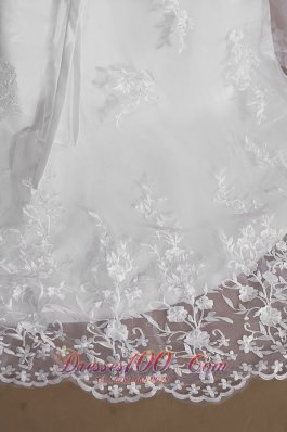 Ruched Lace Sash Wedding Dress Court Train