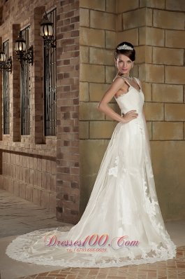 Tulle Mermaid Chapel Wedding Dress With Straps