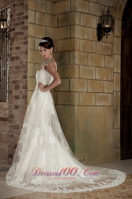 Tulle Mermaid Chapel Wedding Dress With Straps