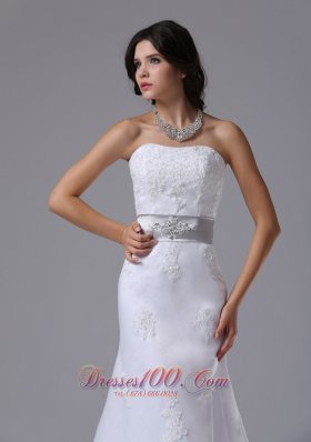 Beaded Lace Wedding Bridal Dress Colored Sash