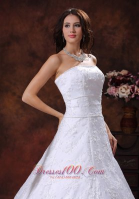 Strapless Brush Lace Wedding Dress Bridal Gowns