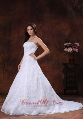 Strapless Brush Lace Wedding Dress Bridal Gowns