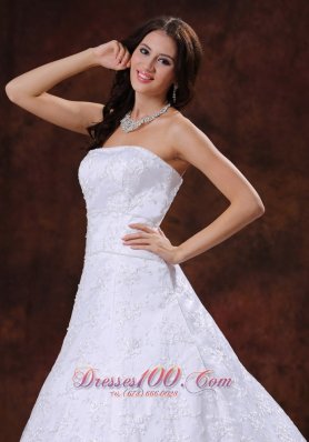 Strapless Brush Lace Wedding Dress Bridal Gowns