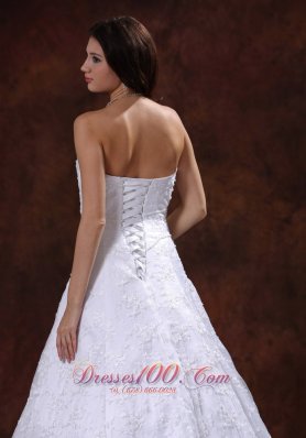 Strapless Brush Lace Wedding Dress Bridal Gowns