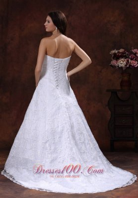 Strapless Brush Lace Wedding Dress Bridal Gowns