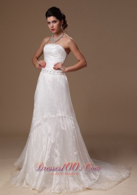 Organza Beaded Court Train Bridal Wedding Dress