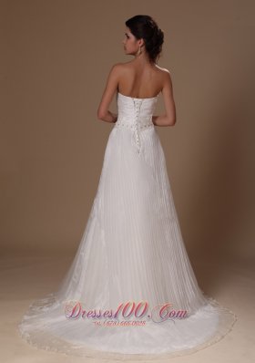 Organza Beaded Court Train Bridal Wedding Dress