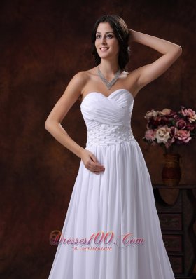 Ruched Chiffon Appliques Court Train Wedding Dress