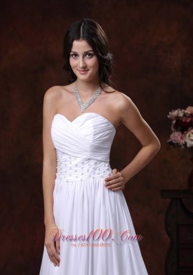 Ruched Chiffon Appliques Court Train Wedding Dress