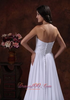 Ruched Chiffon Appliques Court Train Wedding Dress