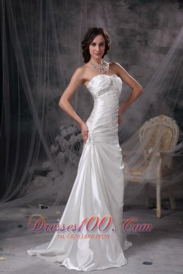 Beaded Ivory Ruched Wedding Dress Brush Taffeta