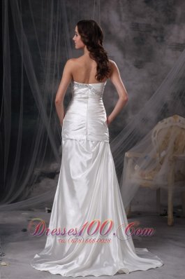 Beaded Ivory Ruched Wedding Dress Brush Taffeta