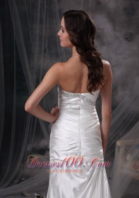 Beaded Ivory Ruched Wedding Dress Brush Taffeta