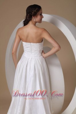 High Low Ruched Flower Taffeta Wedding Bridal Gown