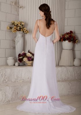 Chiffon Spaghetti Straps Beaded Bridal Wedding Dress