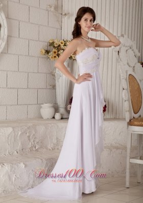 Sweetheart Appliques Chiffon Wedding Dress Brush Train