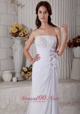 Chiffon Beading Beach Wedding Dress Court Train