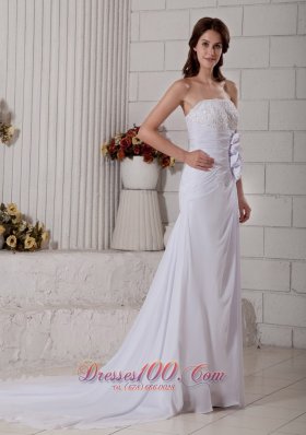 Chiffon Beading Beach Wedding Dress Court Train