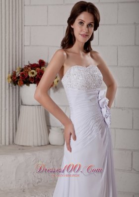 Chiffon Beading Beach Wedding Dress Court Train