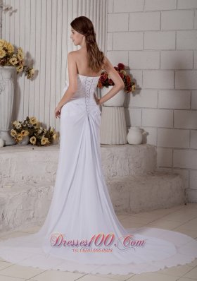 Chiffon Beading Beach Wedding Dress Court Train